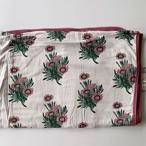 Kate Quinn Organics Pink Calendula Double Layer Baby Blanket